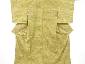 家屋風景模様手織り節紬着物